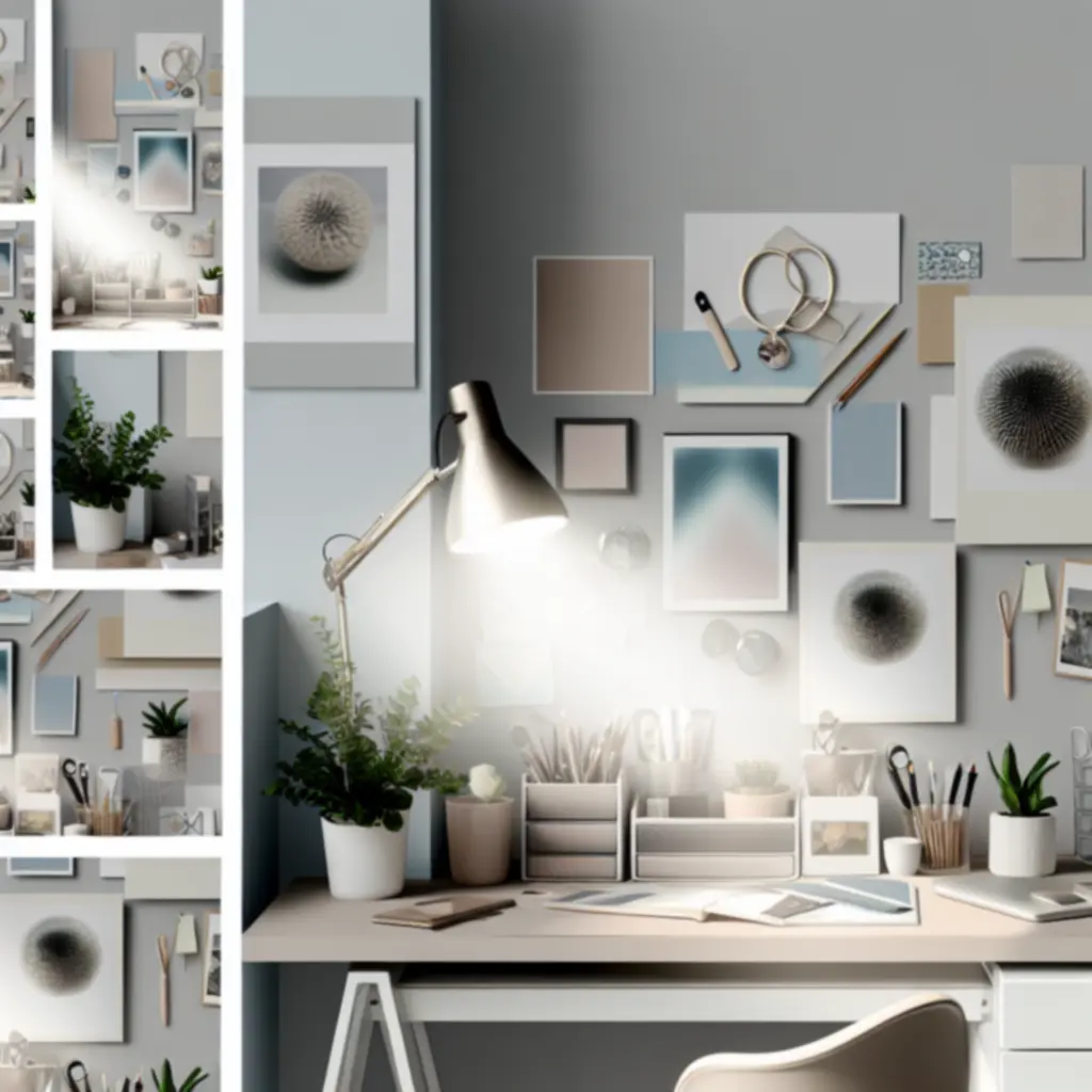 Inspiracyjne ustawienie biurka z plannerem i pojemnikami