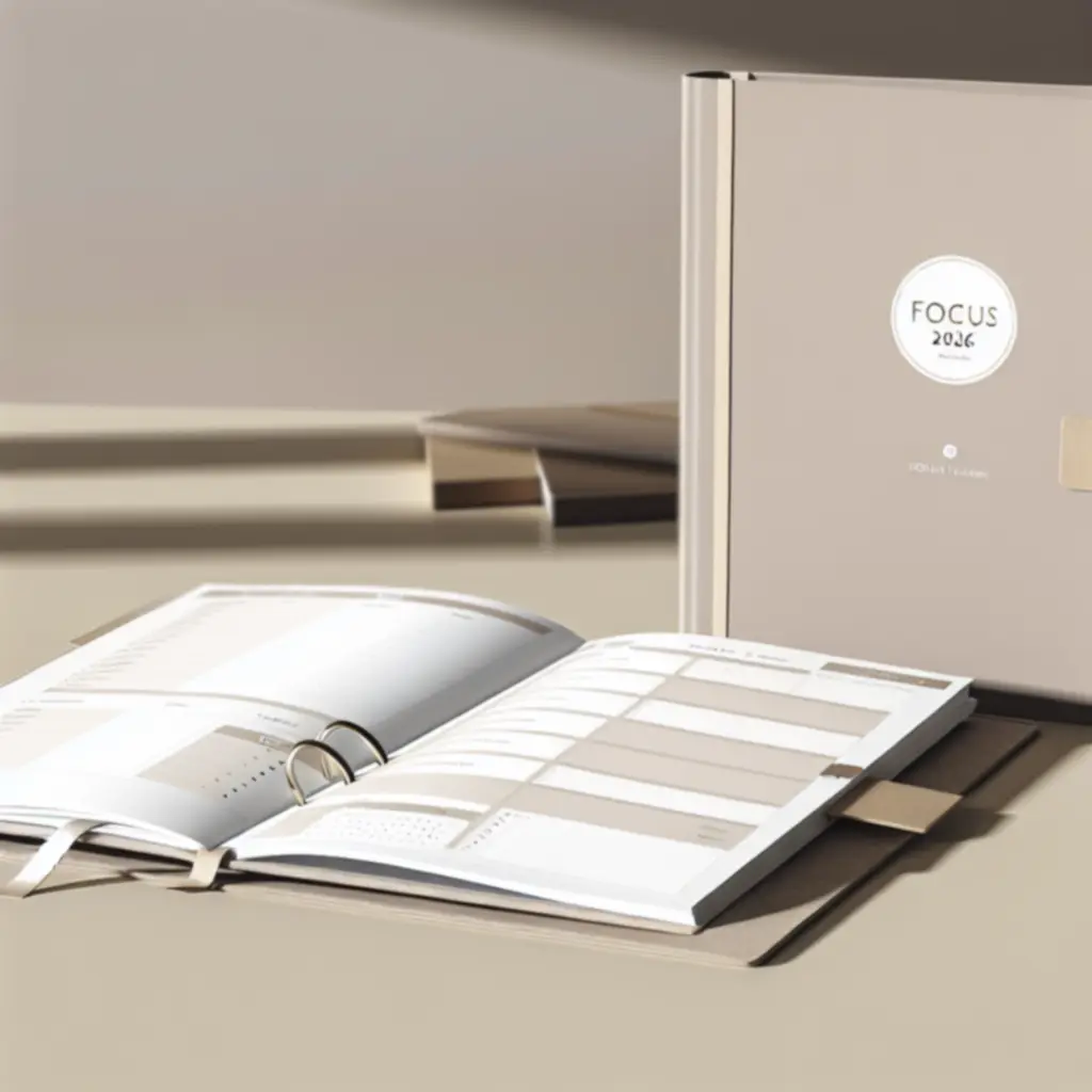 Terminarz Focus 2026 w kolorze beżowym