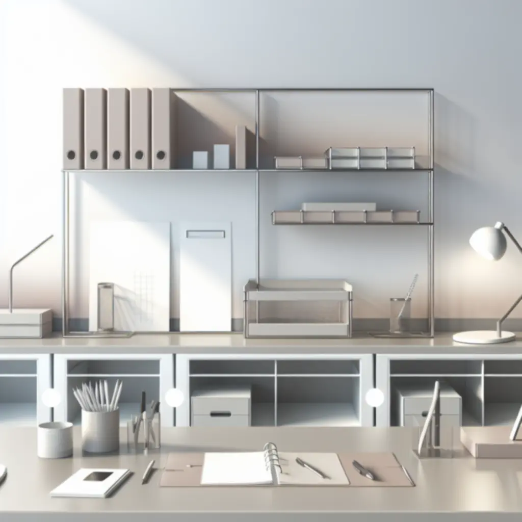 Estetycznie zorganizowane biurko z akcesoriami objętymi promocją