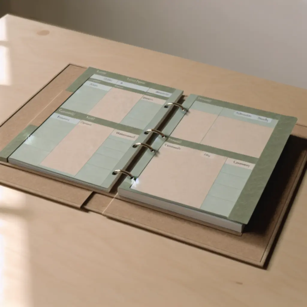 Minimalistyczny planer dzienny wykonany z materiałów z recyklingu