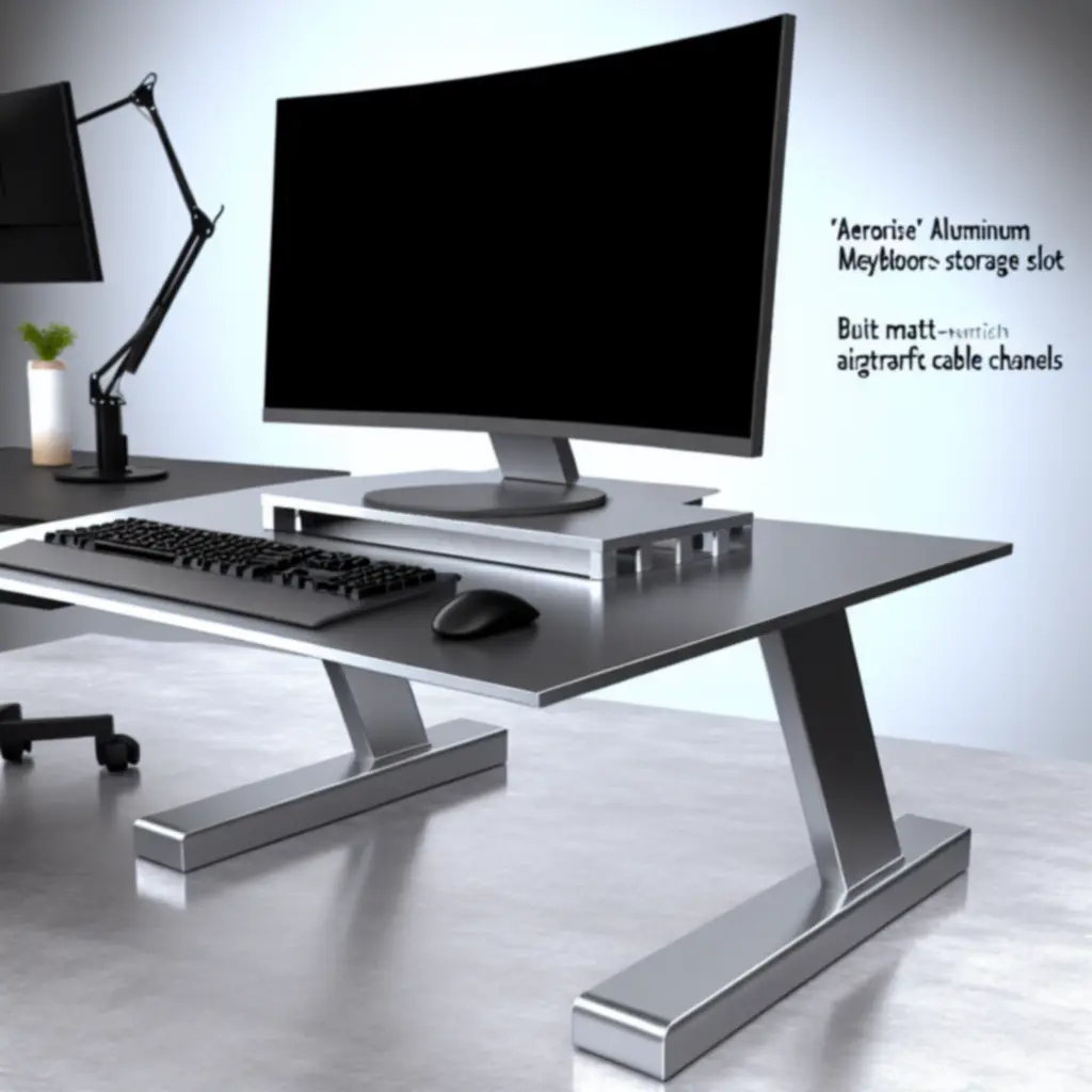 Aluminiowa podstawka pod monitor AeroRise z miejscem na klawiaturę