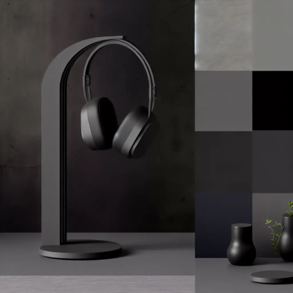 Minimalistyczny stojak na słuchawki Arc w kolorze grafitowym