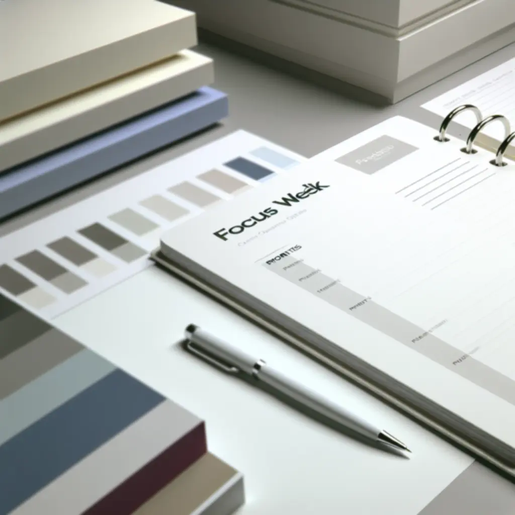 Planner tygodniowy Focus Week z sekcjami priorytetów i notatek