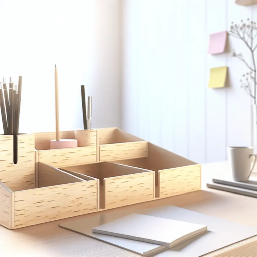 Organizer drewniany Nordic Birch z przegrodami na długopisy i karteczki